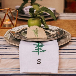 Personalised Hand Printed Fern Linen Napkin - bespoke napkin, Isabella Mai-de, new home gift, wedding table setting, couples gift, furoshiki