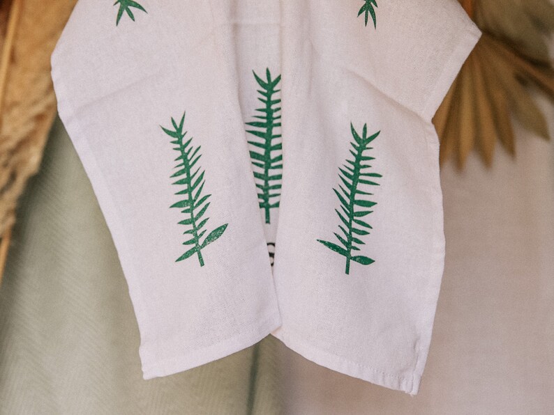 Personalised Hand Printed Fern Linen Napkin - bespoke napkin, Isabella Mai-de, new home gift, wedding table setting, couples gift, furoshiki