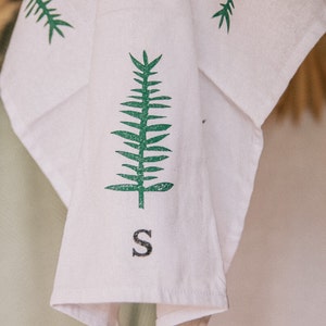 Personalised Hand Printed Fern Linen Napkin - bespoke napkin, Isabella Mai-de, new home gift, wedding table setting, couples gift, furoshiki