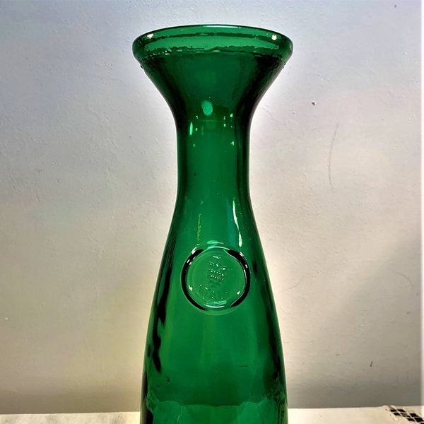 Green Glass Carafe Etsy