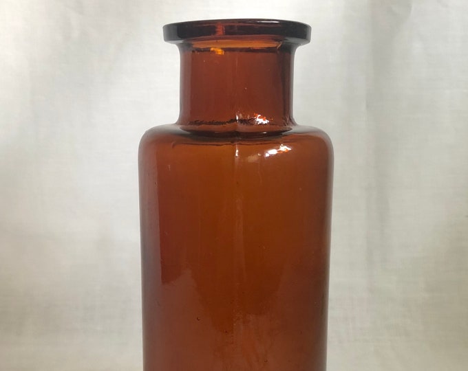 Antique P.D. & Co 7.25 Brown Medicine Bottle, Vintage Amber Parke Davis