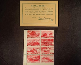 WW 2 England Allies Tanks Wars Saving Stamps Red