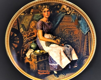 Norman Rockwell Dreaming in the Attic Collector Plate-Knowles 1st Issue in Rockwell's Rediscovered Women-Plate #11317 A.M.-Rockwell Classic