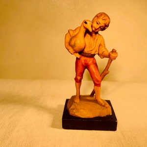 ANRI Boy and Goose Figurine Italy, Mini wood carving