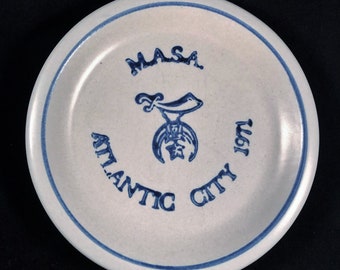 1971 M.A.S.A. Shriner's Atlantic City Pfaltzgraff Plate - Ironstone Plate - Blue Line Rim and Blue Shriner's Logo - MASA - Convention Plate