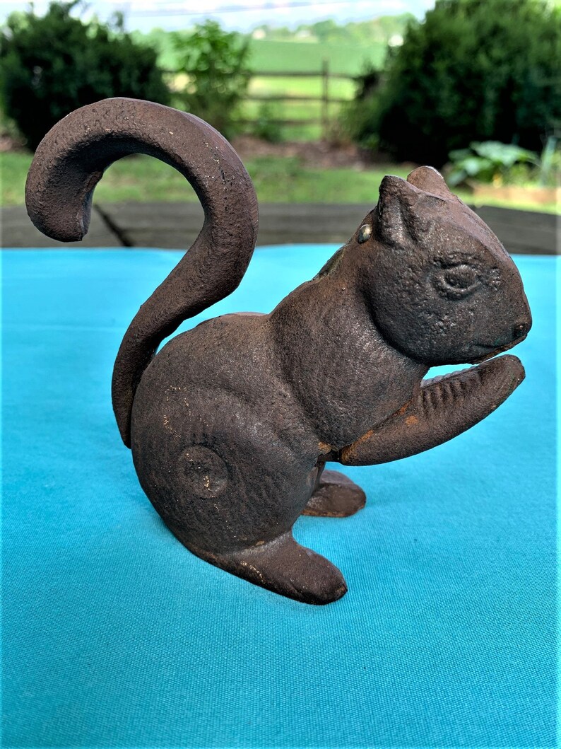 Cast Iron Squirrel Nutcracker Vintage Rustic Squirrel Garden - Etsy