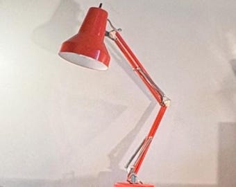Vintage LEDU  MCM Orange Drafting Lamp Desk Works