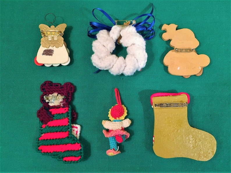 Vintage Handmade Christmas Pins Set of 6 Button Angel Etsy