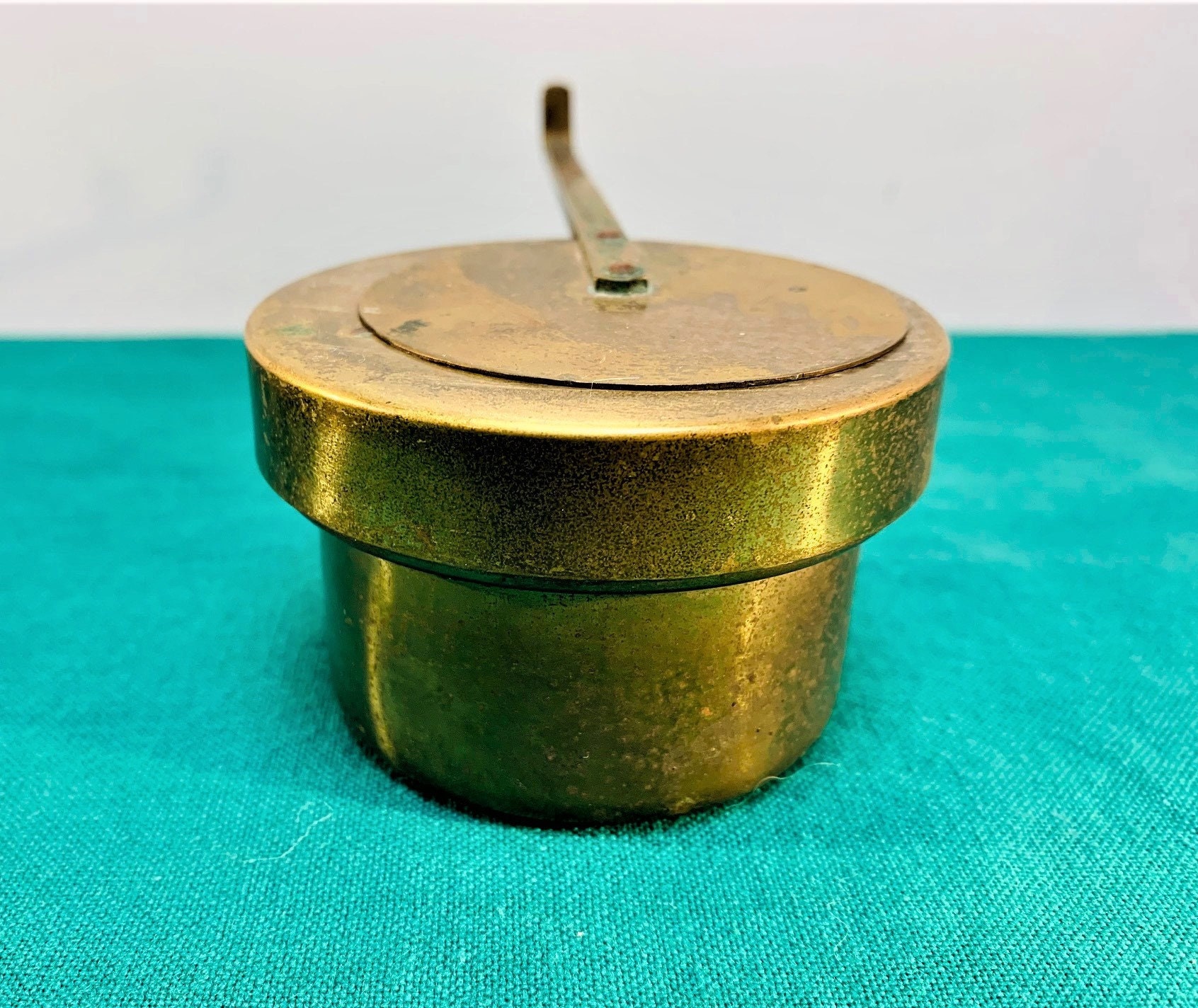 Antique Brass Ashtray Cigar Box Made in Italy W Long Pivoting Etsy