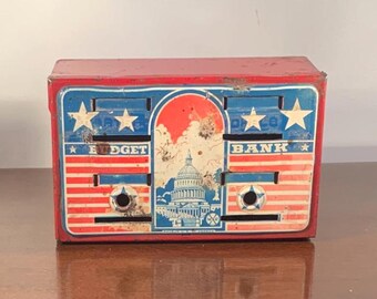 Vintage Marx Stars and Stripes Capital Metal Budget Bank