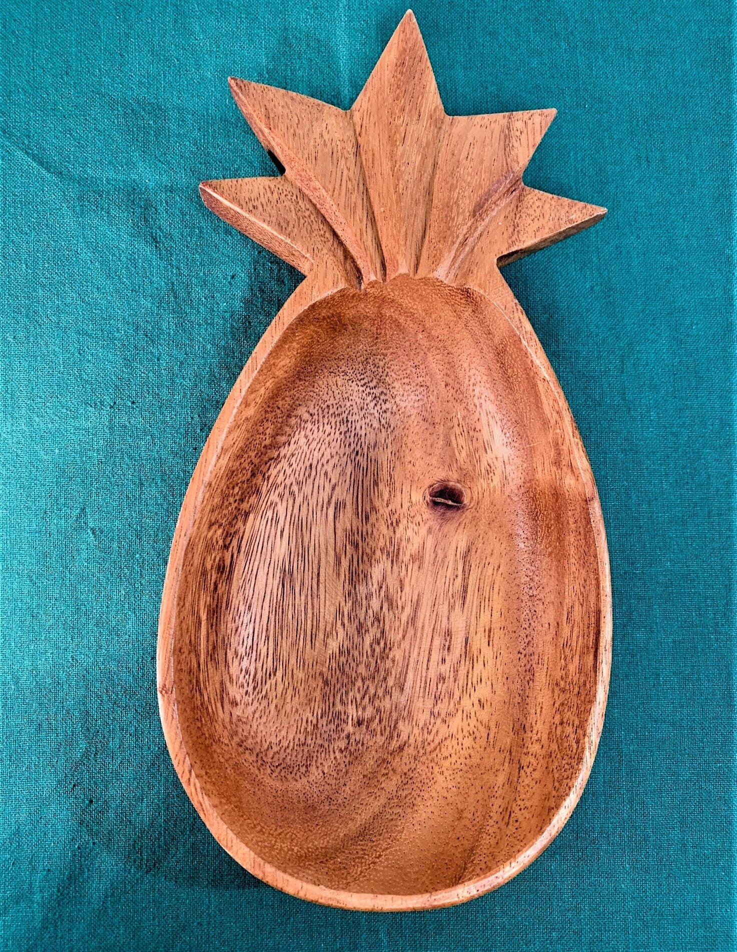 Pineapple Cutting Board 14 in X 6.5 in X 1 in Teak Root Wood | #cin30