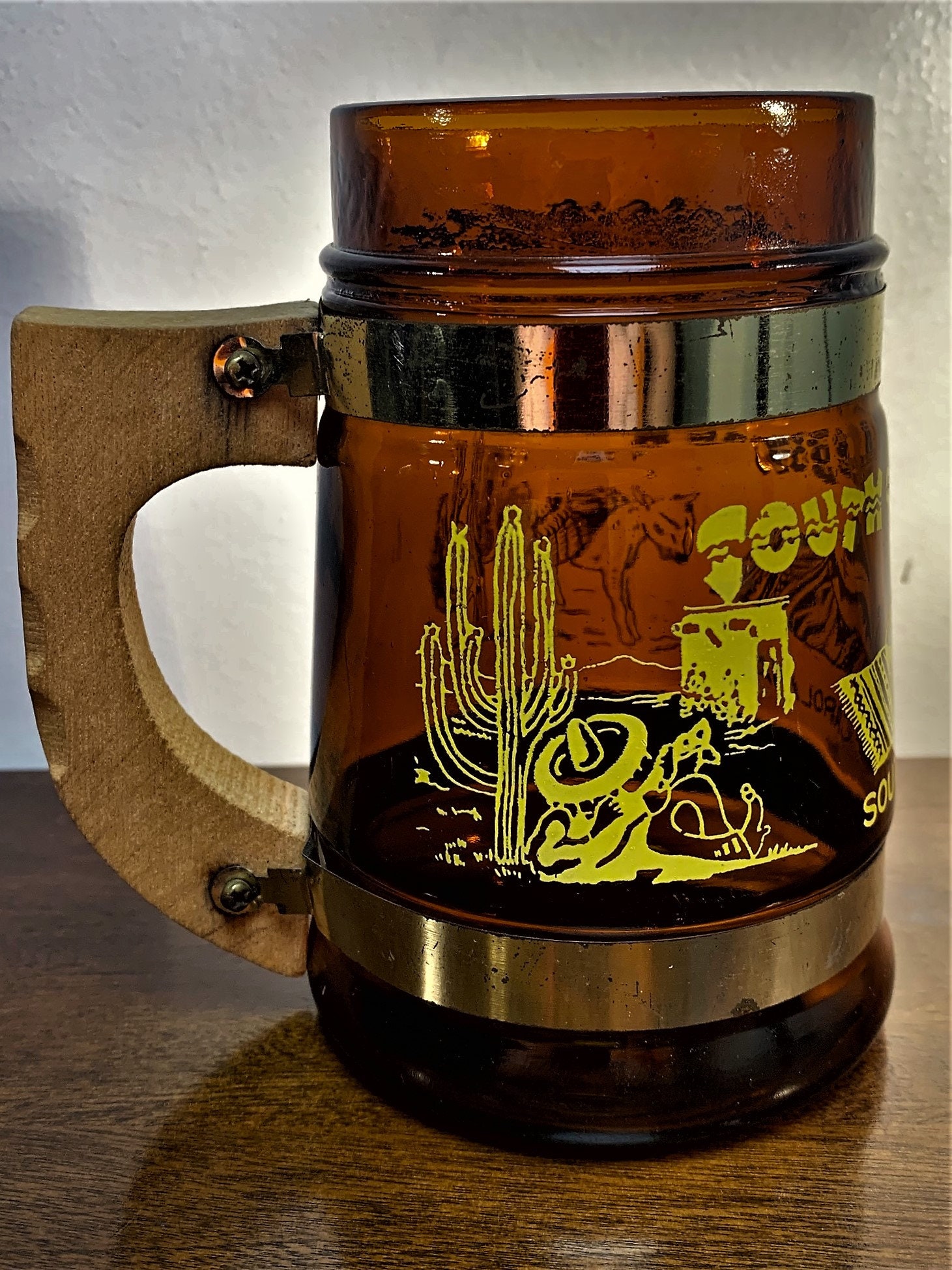 Vintage South of the Border Mug Amber Glass Beer Mug With Etsy