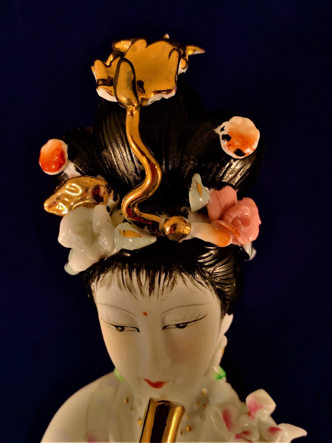 Porcelain Large Japanese Hand Painted Geisha Girl Playing Etsy