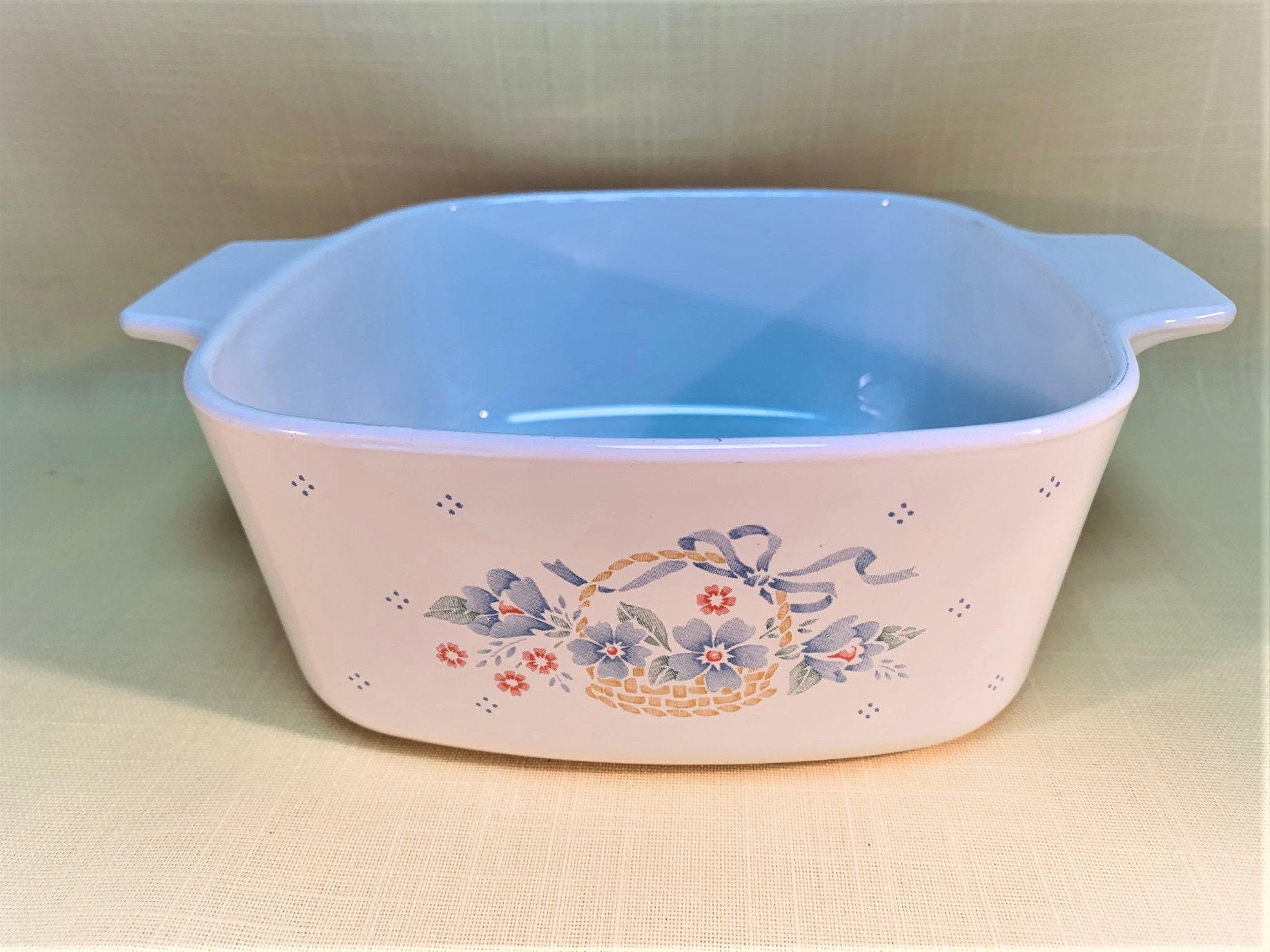 Corning Ware Blue Ribbon Flower Basket Nesting Baking Etsy