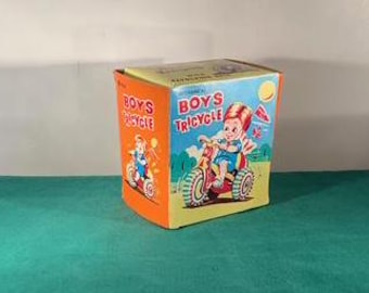 Vintage Boys Mechanical Tricycle With Revolving Ringing Bell Wind-up Key Korea