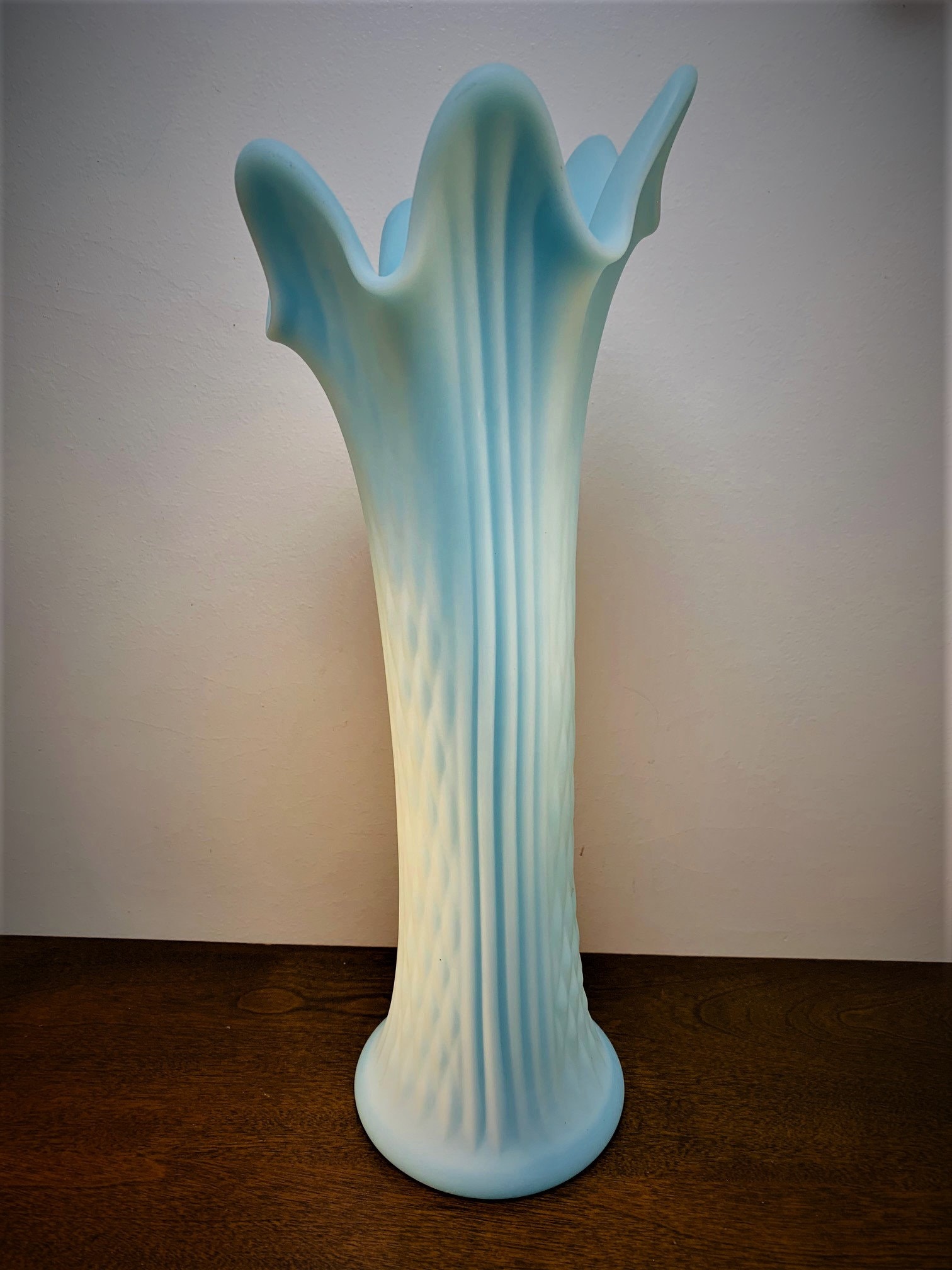 <HKさま専用＞フェントン ブルーイリデセントグラス・プラムクレスト コンポート FENTON Iridescent Plum Opalescent Cherry Carnival 8.5” Glass