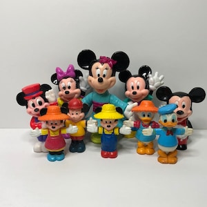 Vintage Disney PVC Toy Figures Set of 10, Mickey Mouse Minnie Mouse Donald Duck Daisy Duck, Collectible Mickey Mouse Toys/Figurines, Retro