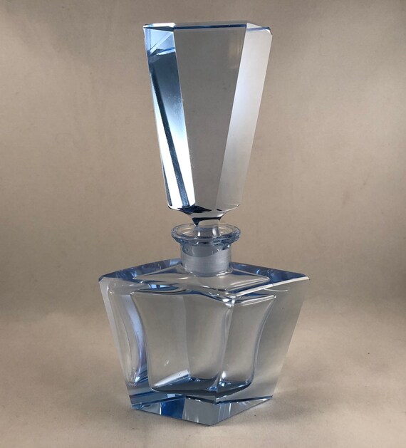 blue diamond shaped perfume bottle