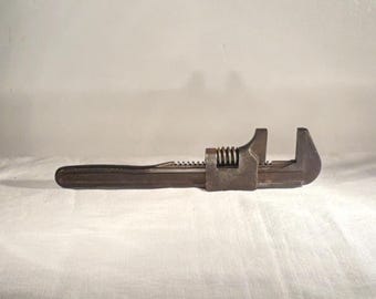 Antique 9" Adjustable Monkey Wrench Cast iron Tool