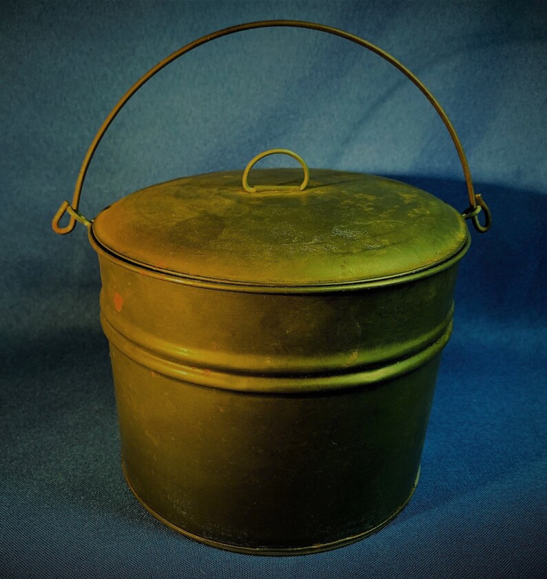 Antique Lidded Tin Berry Bucket with Bale Handle Vintage Etsy