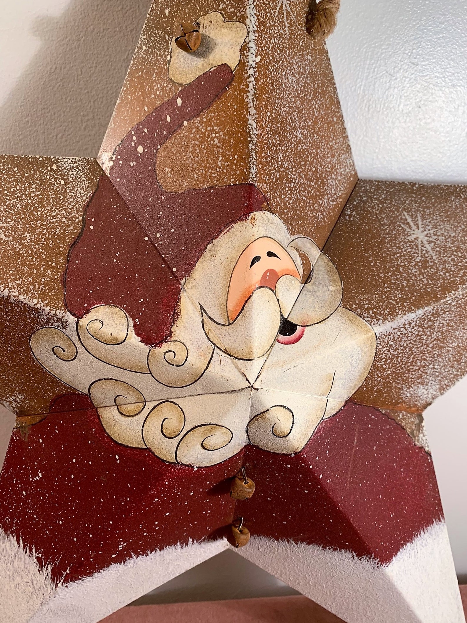 Large Metal Wall Hanging Santa Star with Rustic Bells Etsy