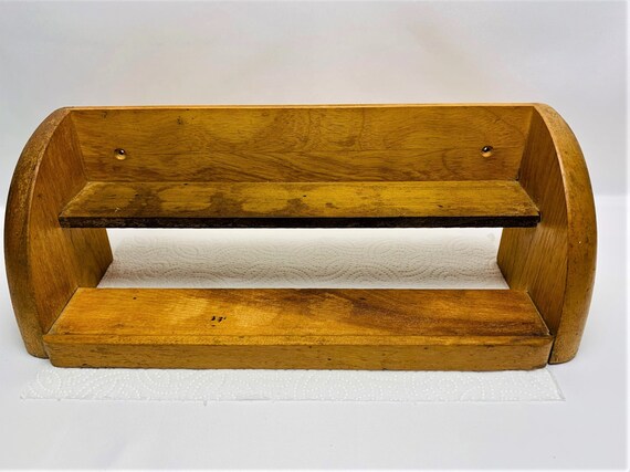 Griffiths' Red Capped Milk Glass Spice Jars With Wooden Rack, Set