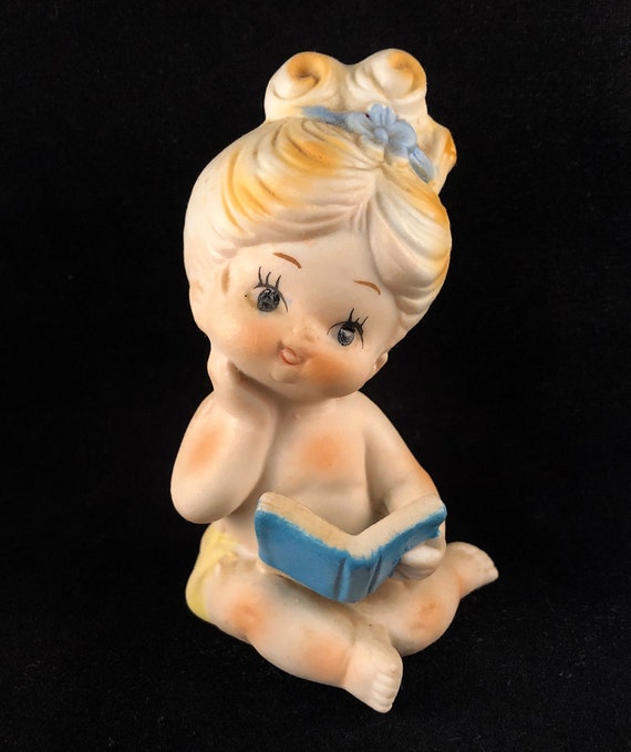 Nudist baby girls Vintage Bisque Nude Baby Girl with Book and Blue Flower Ribbon in Hair Made  in Japan Bare Tush Baby Retro Long Eyelash Baby Figurine - Etsy 日本