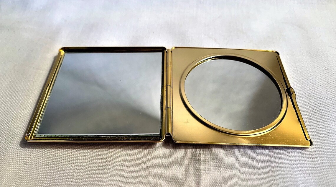 Vintage Japanese Compact Mirror Made of Hand Carved Wood And Etsy