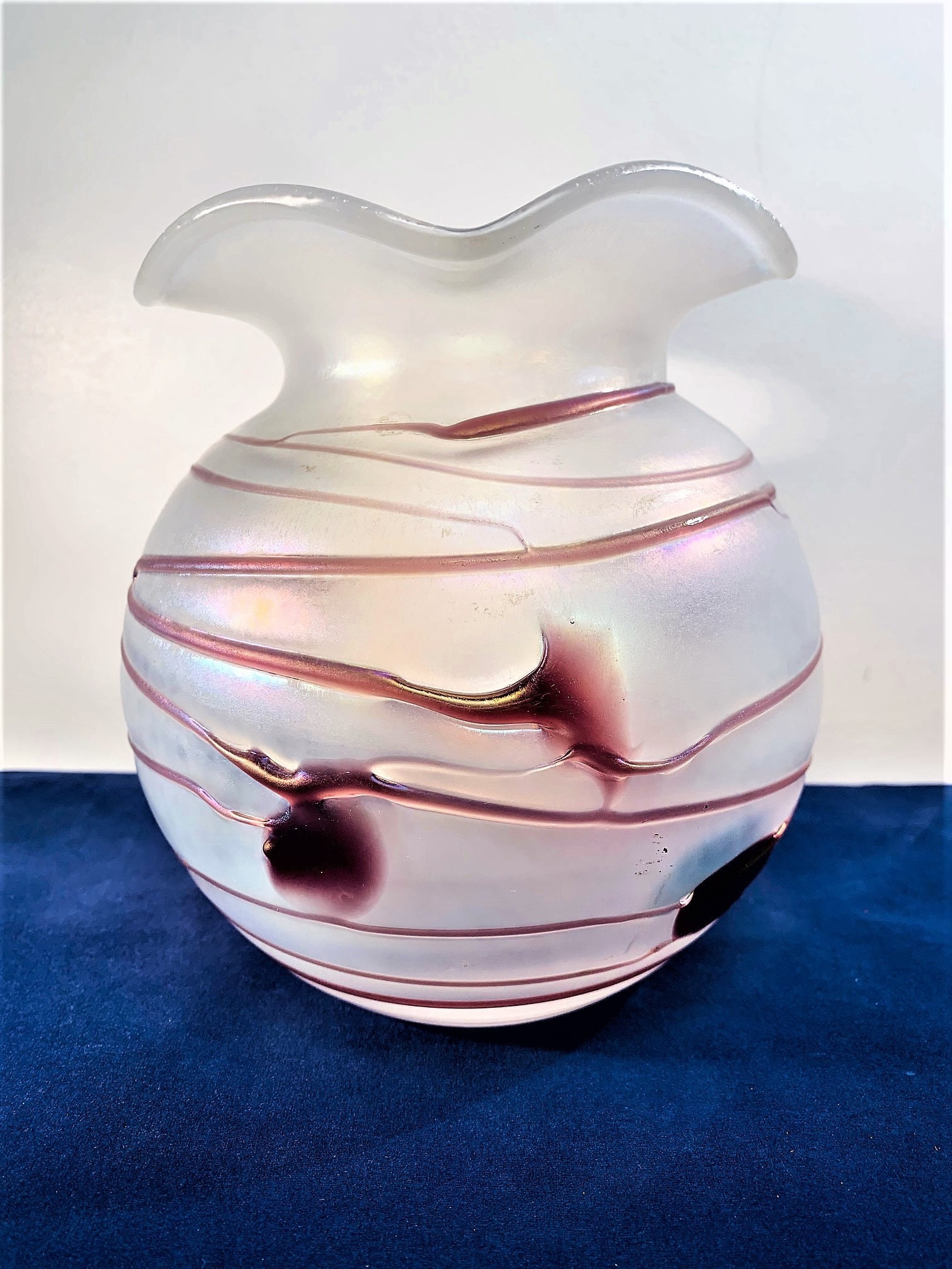 poschinger crystalwerks 花瓶 Poschinger Aeolus Art Glass Fleur Vase Signed MW Martin