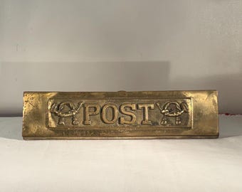 Antique Solid Bronze Post Letter Plate Hardware with Bugles