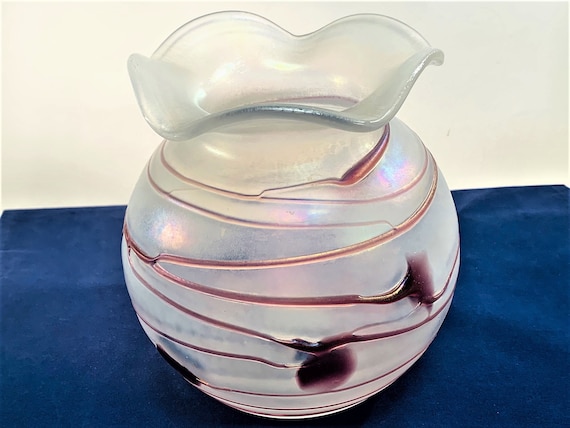 Poschinger Aeolus Art Glass Fleur Vase Signed MW Martin