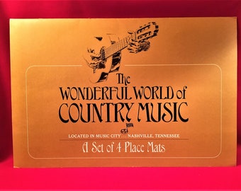 Wonderful World of Country Music Vinyl Placemats, Tex Ritter/Country Music Hall of Fame/Grand Ole Opry House/Roy Acuff, Set of 4, Nashville