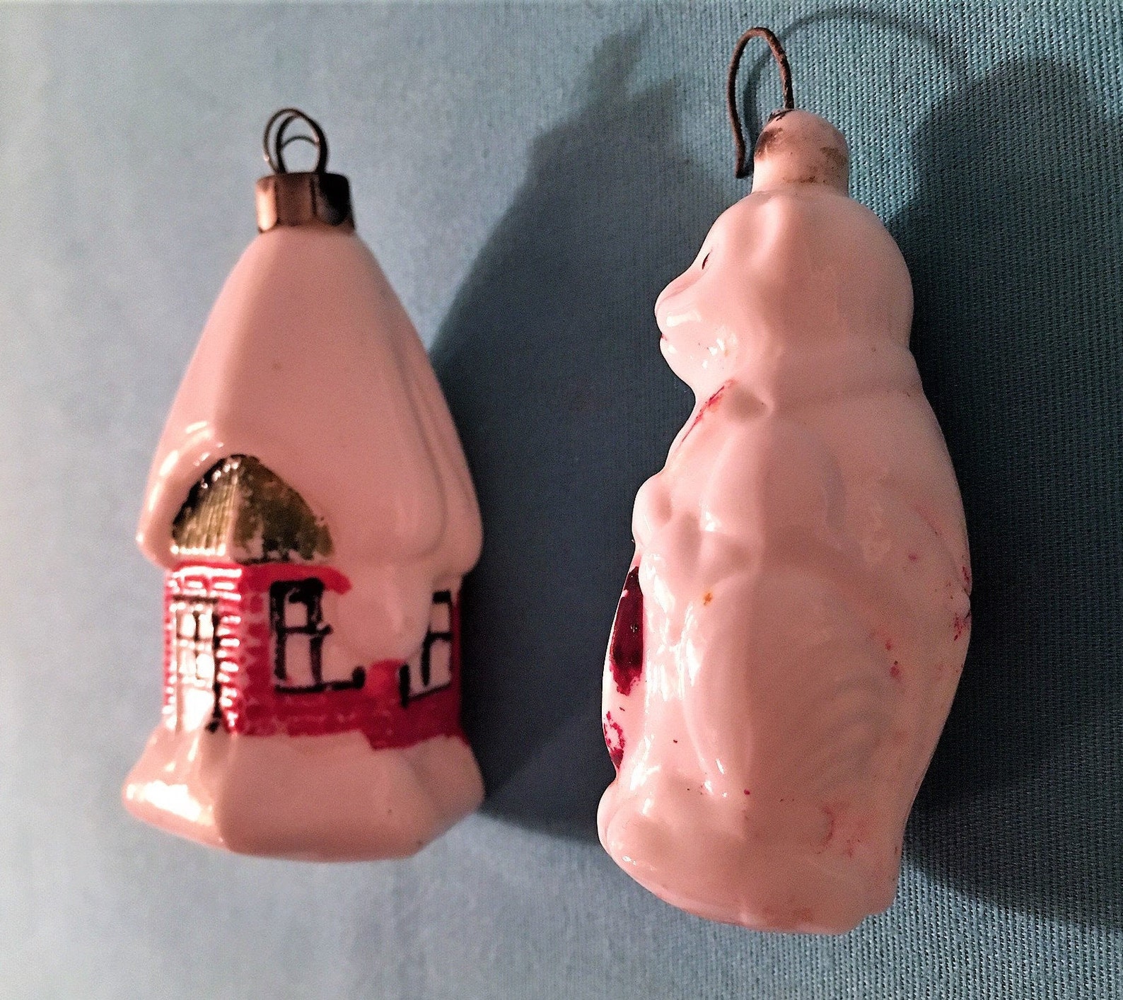 Vintage Milk Glass Christmas Tree Ornaments Set of 2 Snow Etsy