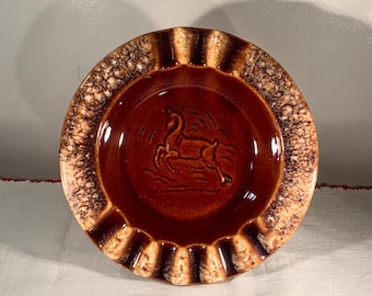 Vintage Brown Hull Ashtray Deer