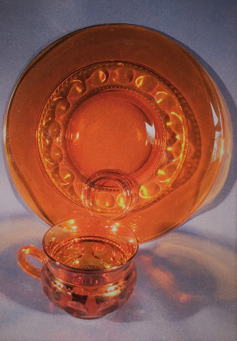 Set of Three Indiana Glass King Crown Thumbprint Orange/Amber Etsy