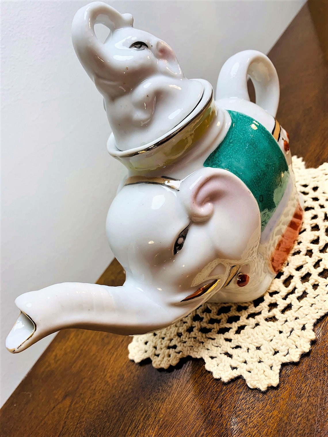 Chinese Elephant Teapot W Baby on Lid Ceramic Asian Decor Etsy