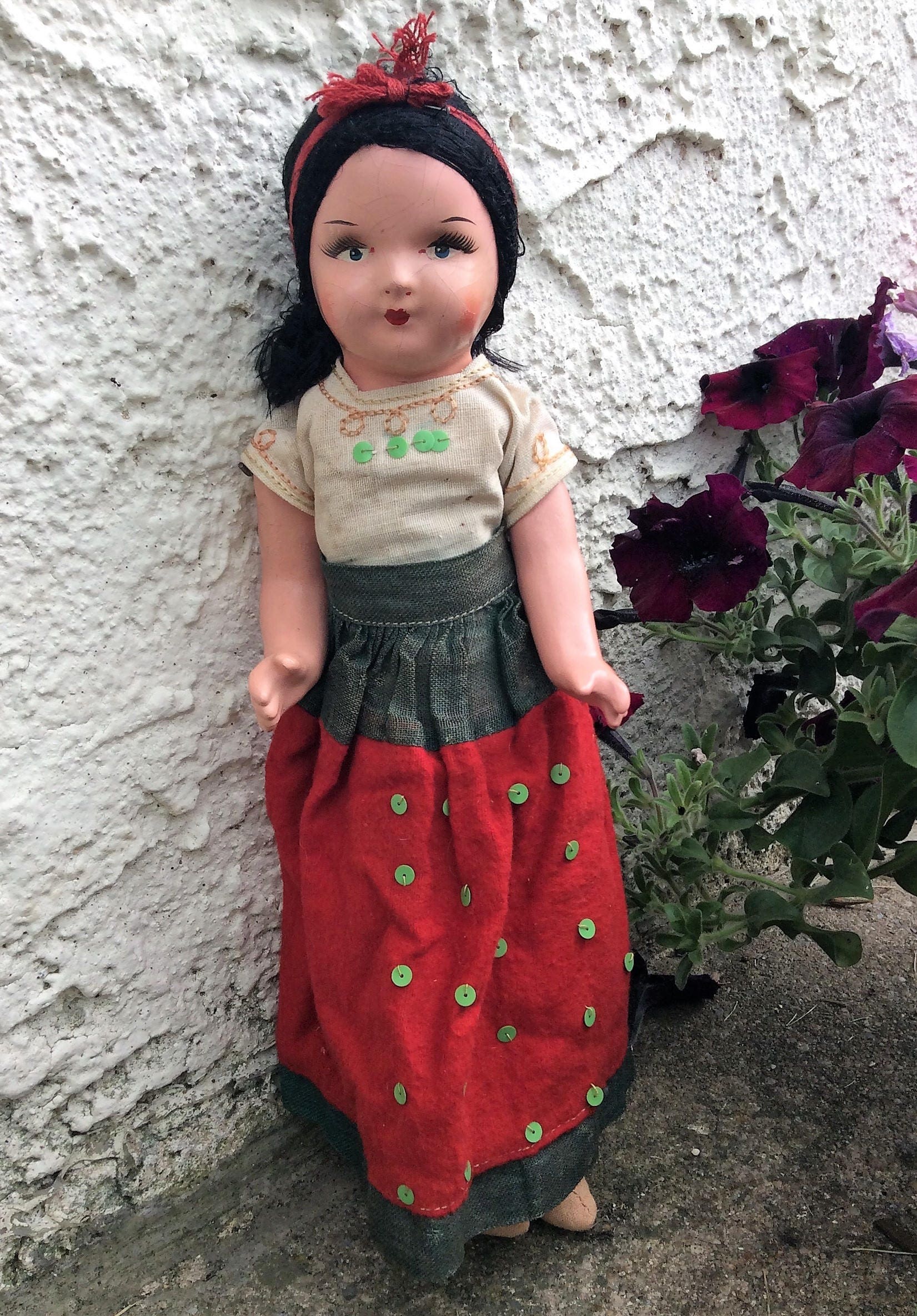 black composition doll