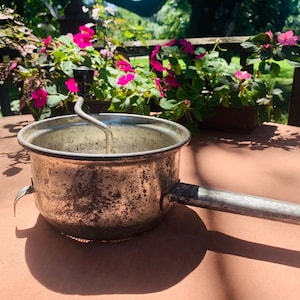Foley Stainless Steel Food Mill w Silver Handle & Black Knob, 1940&#39;s Kitchen, Vintage Fruit Food Hand Processor, Primitive Rustic Farmhouse