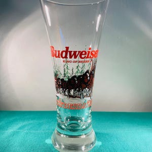 Budweiser Pilsner Christmas Clydesdales Glass