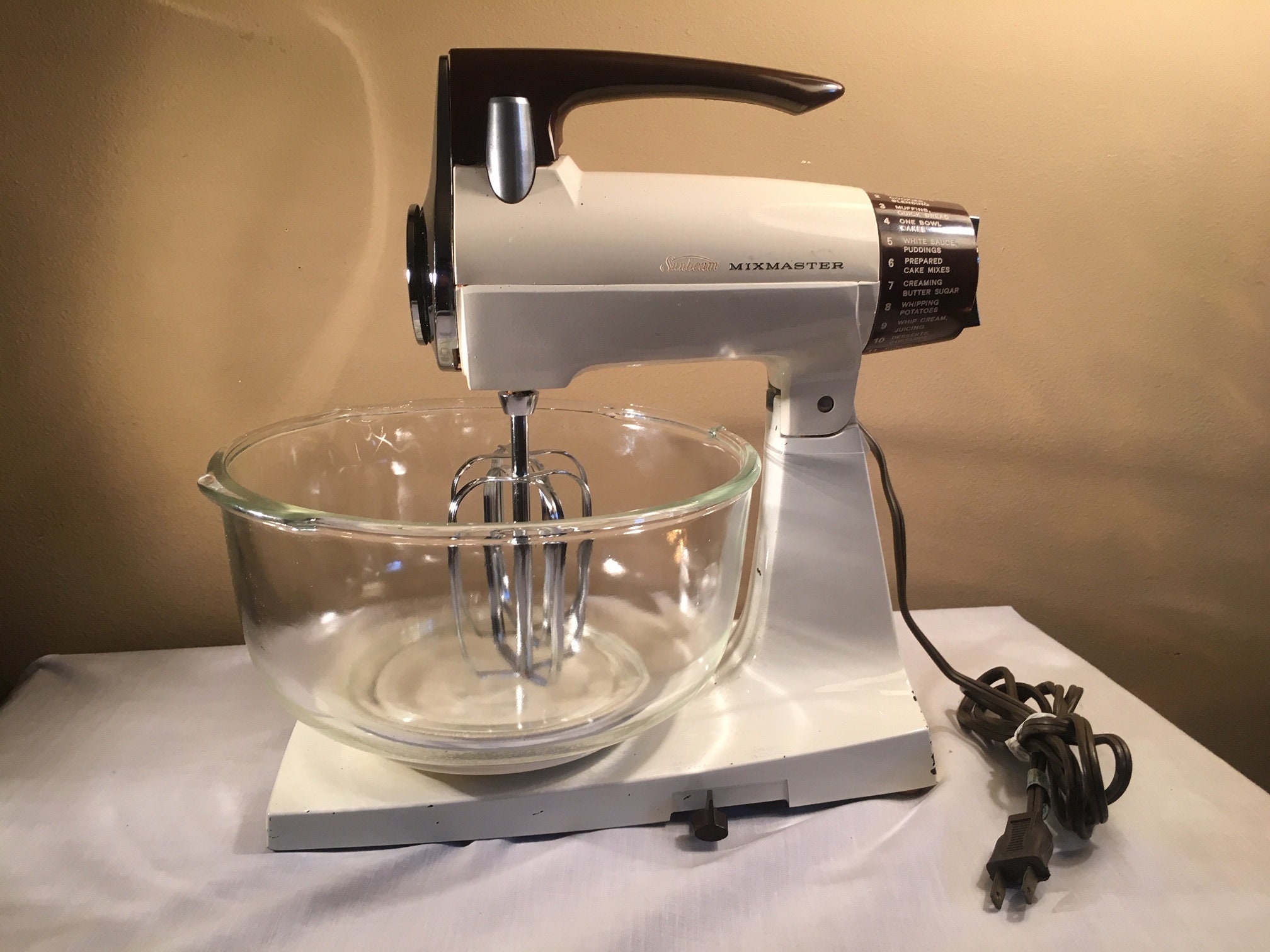 Midcentury Sunbeam Mixmaster Model 10 Black and White With Bowl 