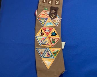 1992 Brownie Sash with Patches and Pins, Girl Scouts USA Freedom Valley PA Troop 143, Collectible Girl Scout Memorabilia, FREE Shipping