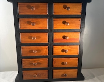 Vintage 12 Drawer 16 x 3 x 14  Handmade Wooden Tabletop  Drawer  Set