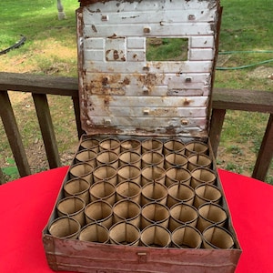 Antique Galvanized Egg Shipping/Storage Container with Original Paper Work