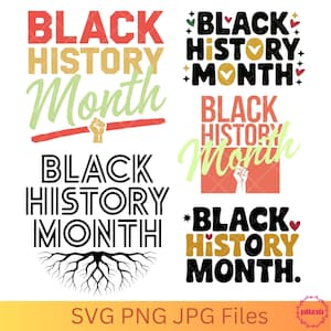 Pacchetto SVG per il mese della storia dei neri: set di design afroamericani ispiratori per magliette e creazioni artigianali, file di download digitale.