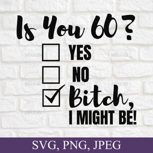 Lustiges 60. Geburtstagssvg, Is You 60? Bitch I Might Be Svg, Sassy 60th Birthday Svg, Birthday Svg, Geschenk für 60. Geburtstag, Svg für Cricut
