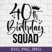 40th Birthday Squad, Birthday Squad Svg, 40th Birthday, Forty Birthday ...