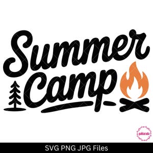 Acampamento de verão SVG, fogueira de acampamento PNG JPG – clipart de aventura ao ar livre, design de camisa de caminhada para Cricut e Silhouette, arquivo de natureza de verão