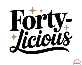 Forty-Licious SVG PNG – 40th Birthday Party Shirt Design, Funny Forty Celebration Quote for Women
