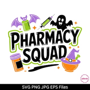Halloween Pharmacy Squad SVG – Funny Pharmacy Halloween Shirt Design for Teams and Medical Staff, Digital Download