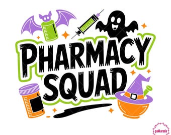Halloween Pharmacy Squad SVG – Funny Pharmacy Halloween Shirt Design for Teams and Medical Staff, Digital Download